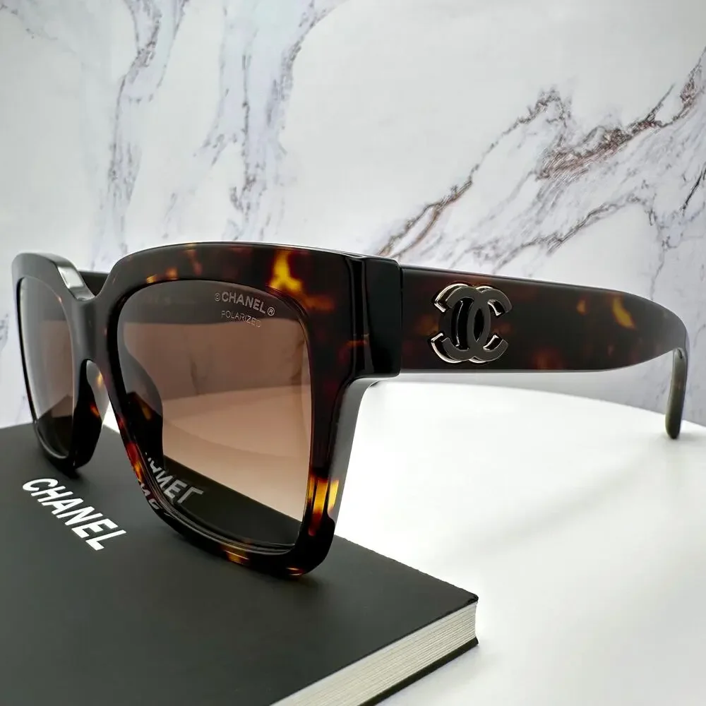 New CHANEL Sunglasses Brown Butterfly Gold Polarized Brown Lens - Picture 9 of 16